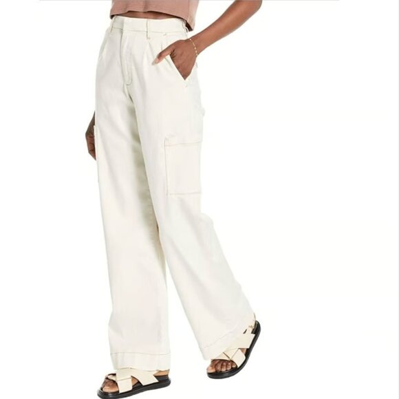 Joe's Petra High Rise Wide Leg Cargo Pants - Natural/Cream - 23 - Picture 1 of 12